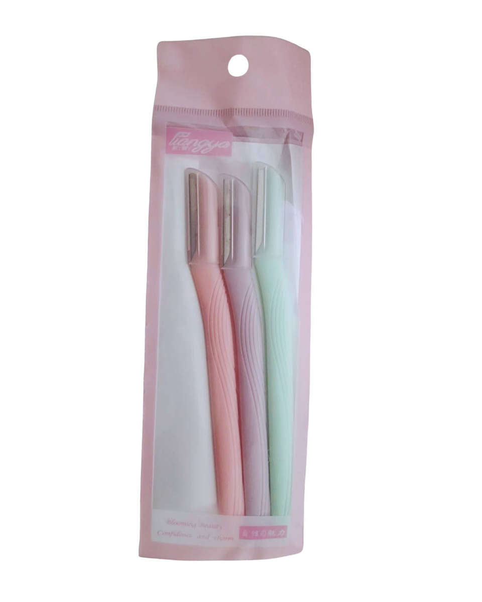 Eyebrow Razor Set, 3 Pieces, Pastel Colours, Precision Face Hair Removal Shapers