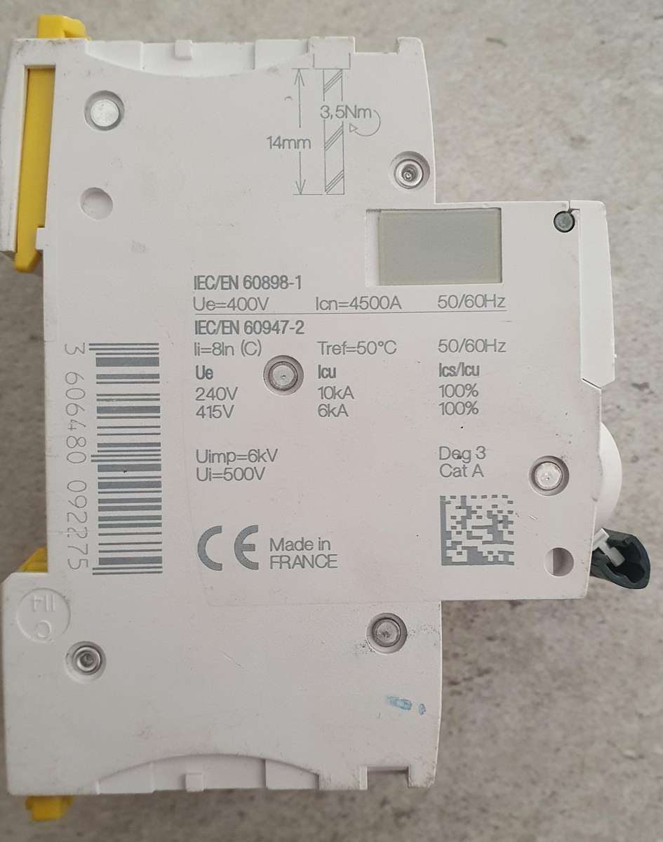 Schneider Electric Acti 9 IC60a MCB, 2P, 63A, Type AC