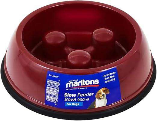 Marltons Slow Feeder Bowl Plastic 900Ml - Red