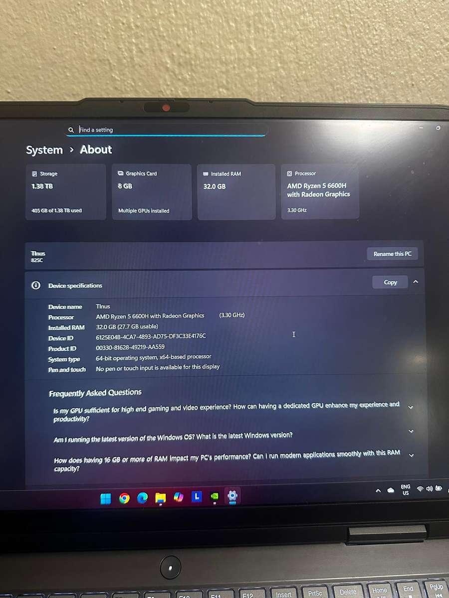 Lenovo IdeaPad Gaming Laptop 3 AMD Ryzen 5 6600H - 32 DDR5 Ram -  Nvidia Geforce RTX 3050 - Like New