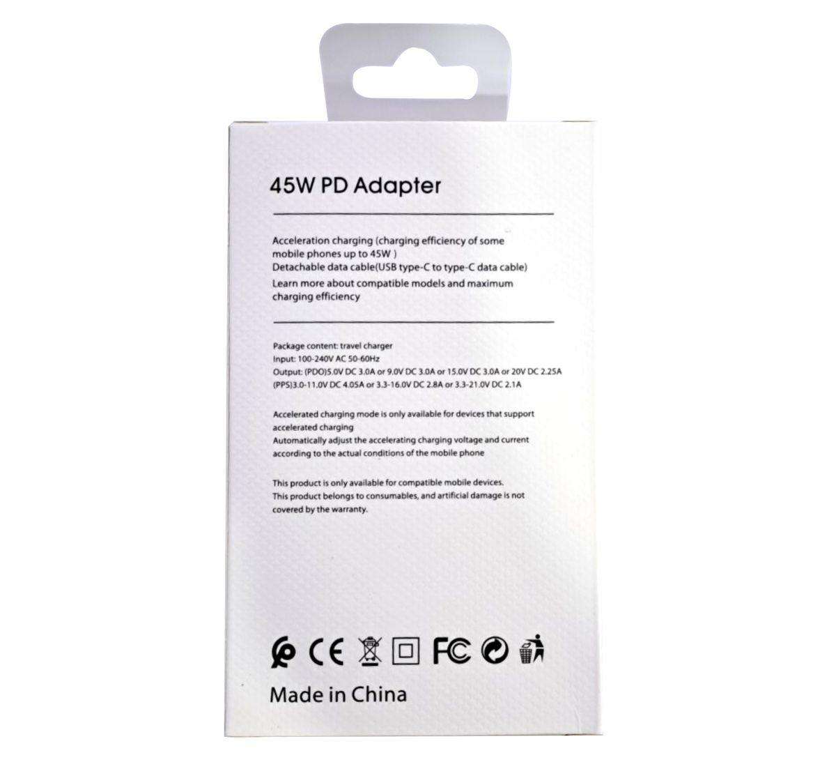 Type C 45W Fast Charging Adapter - Generic - Black (No Cable)