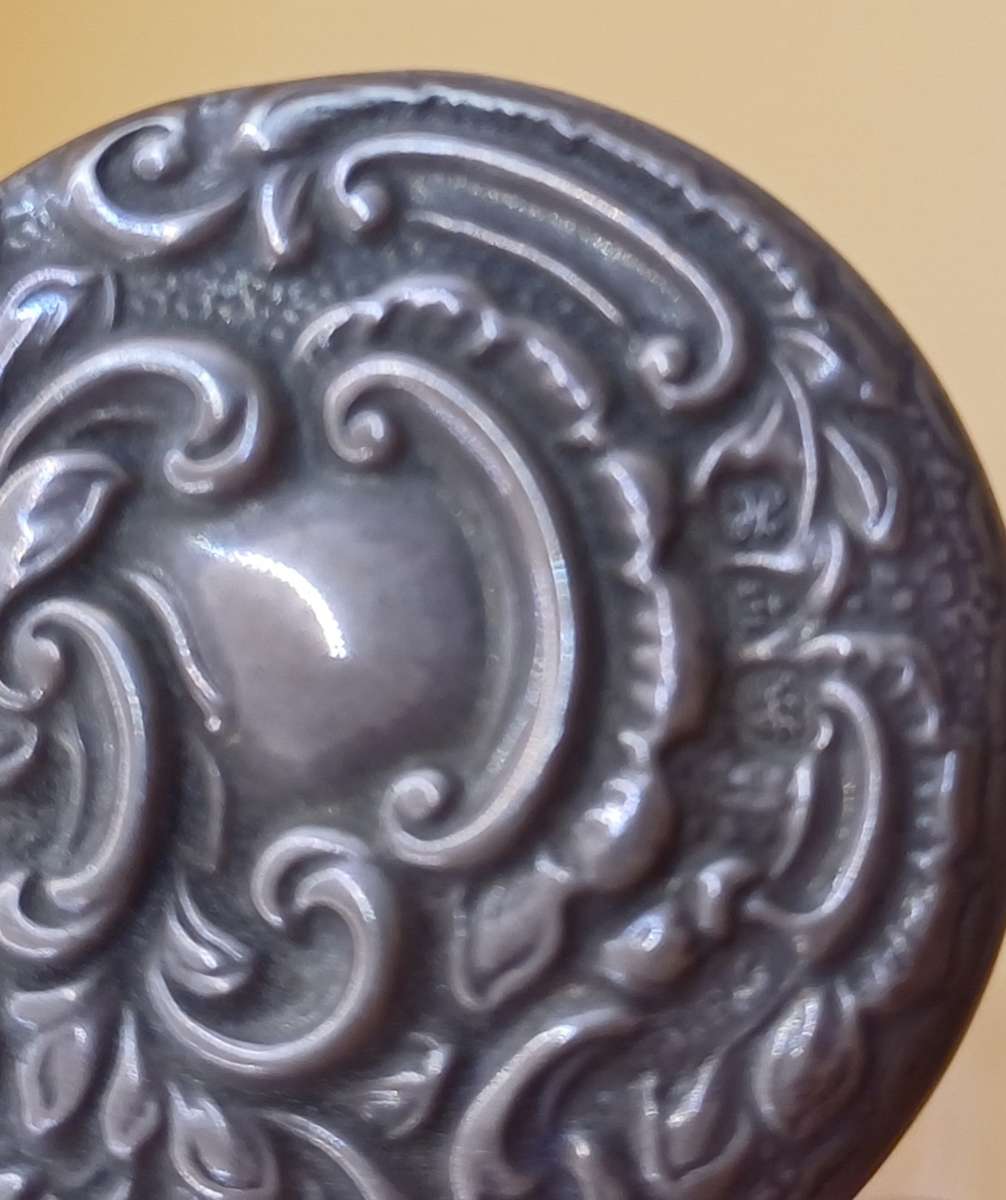 Two small marked silver and glass vanity jars lion facing left