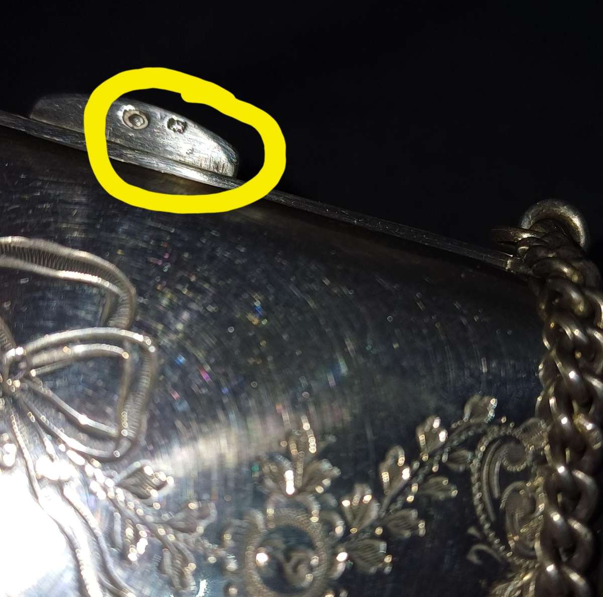 Antique silver coin purse marked with lion facing left