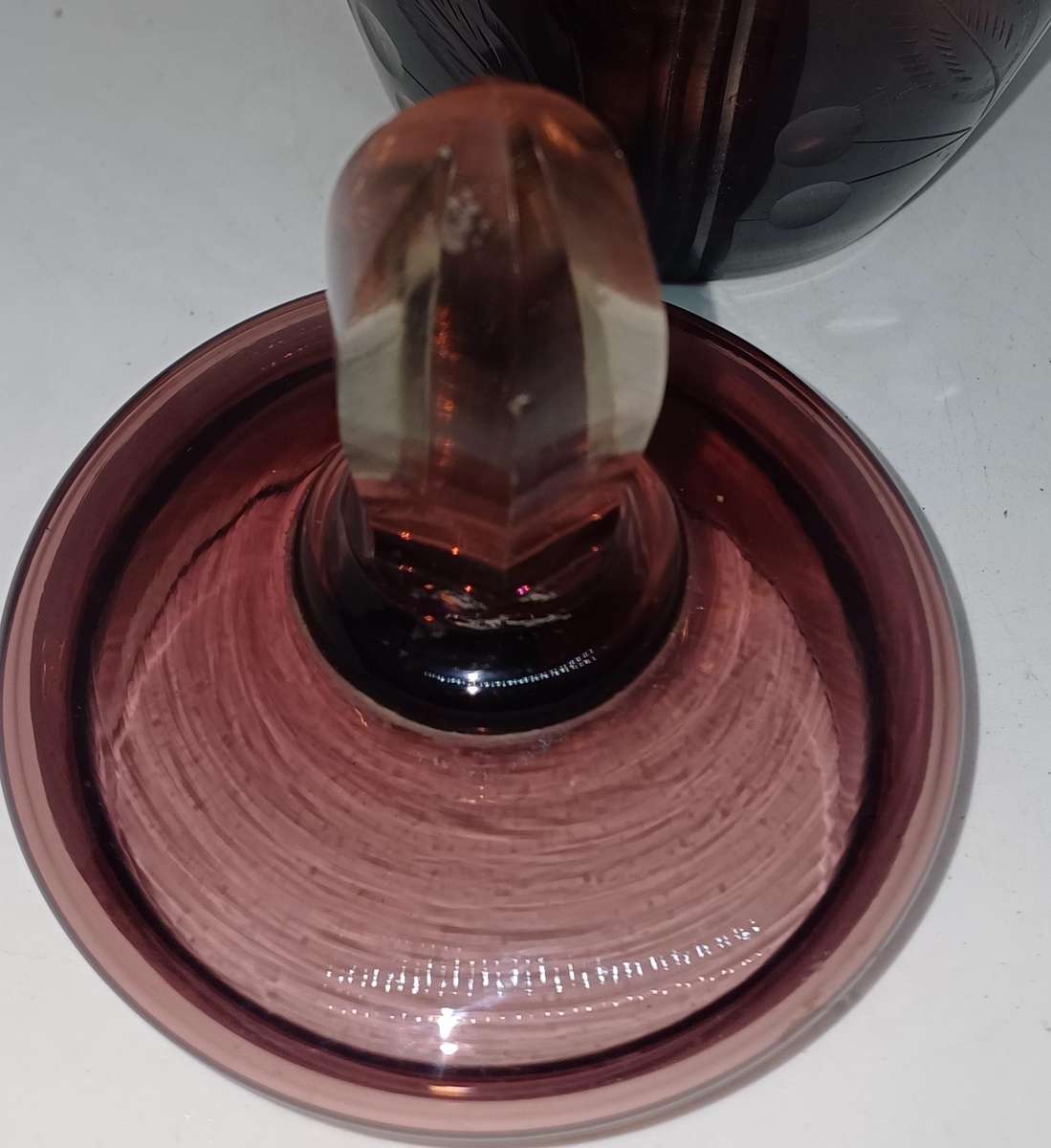 Vintage Ruby red cutglass pitcher with lid