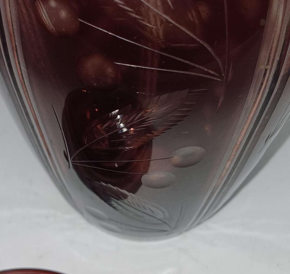 Vintage Ruby red cutglass pitcher with lid