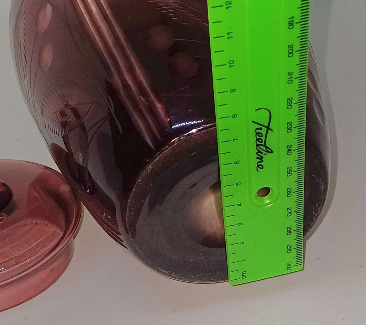 Vintage Ruby red cutglass pitcher with lid