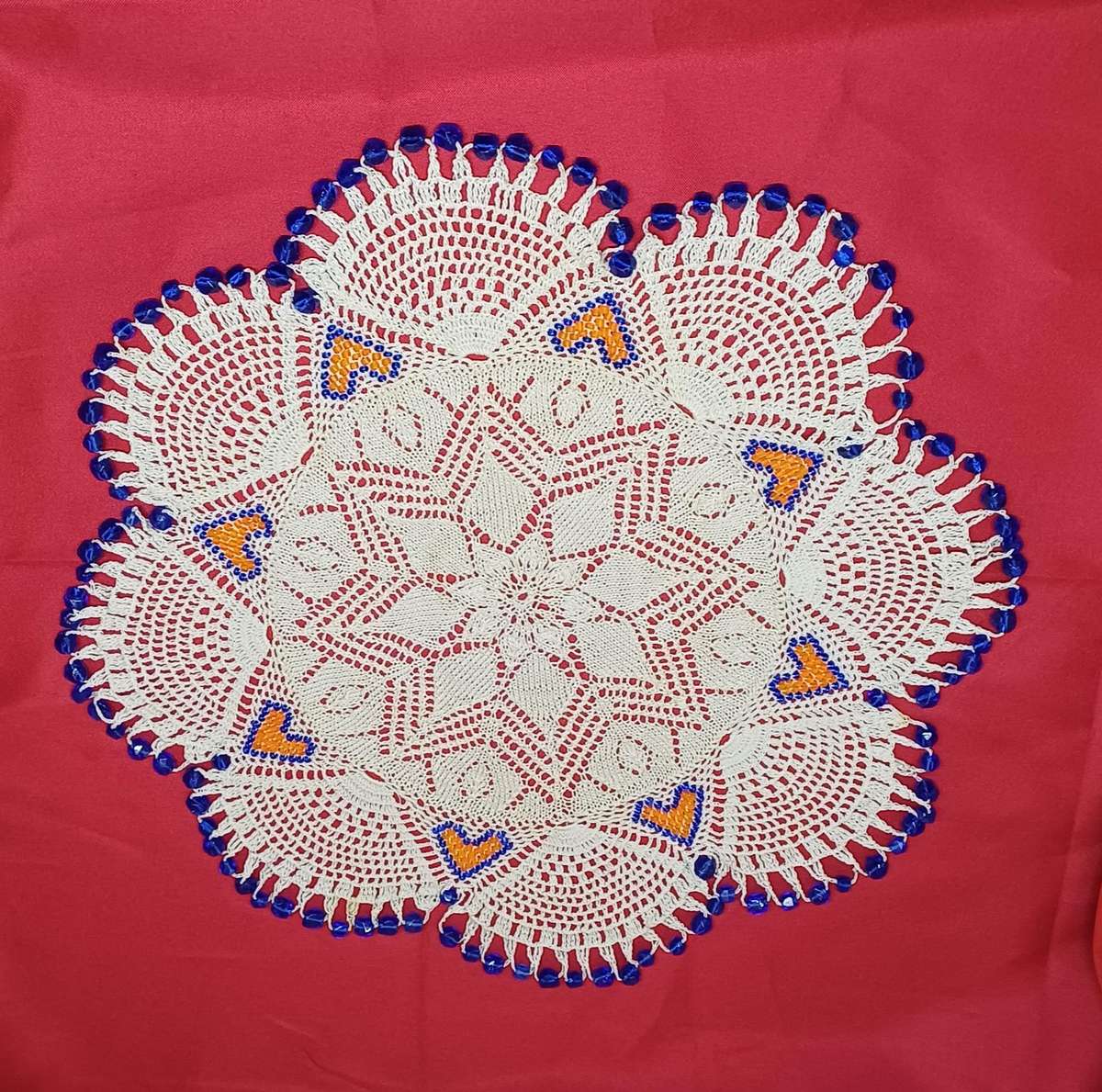 Handmade beaded tea doilies