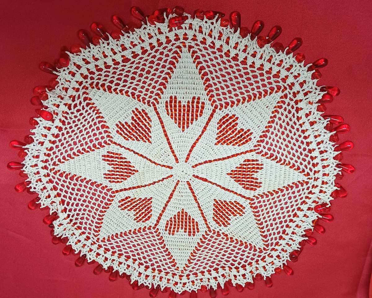 Handmade beaded tea doilies