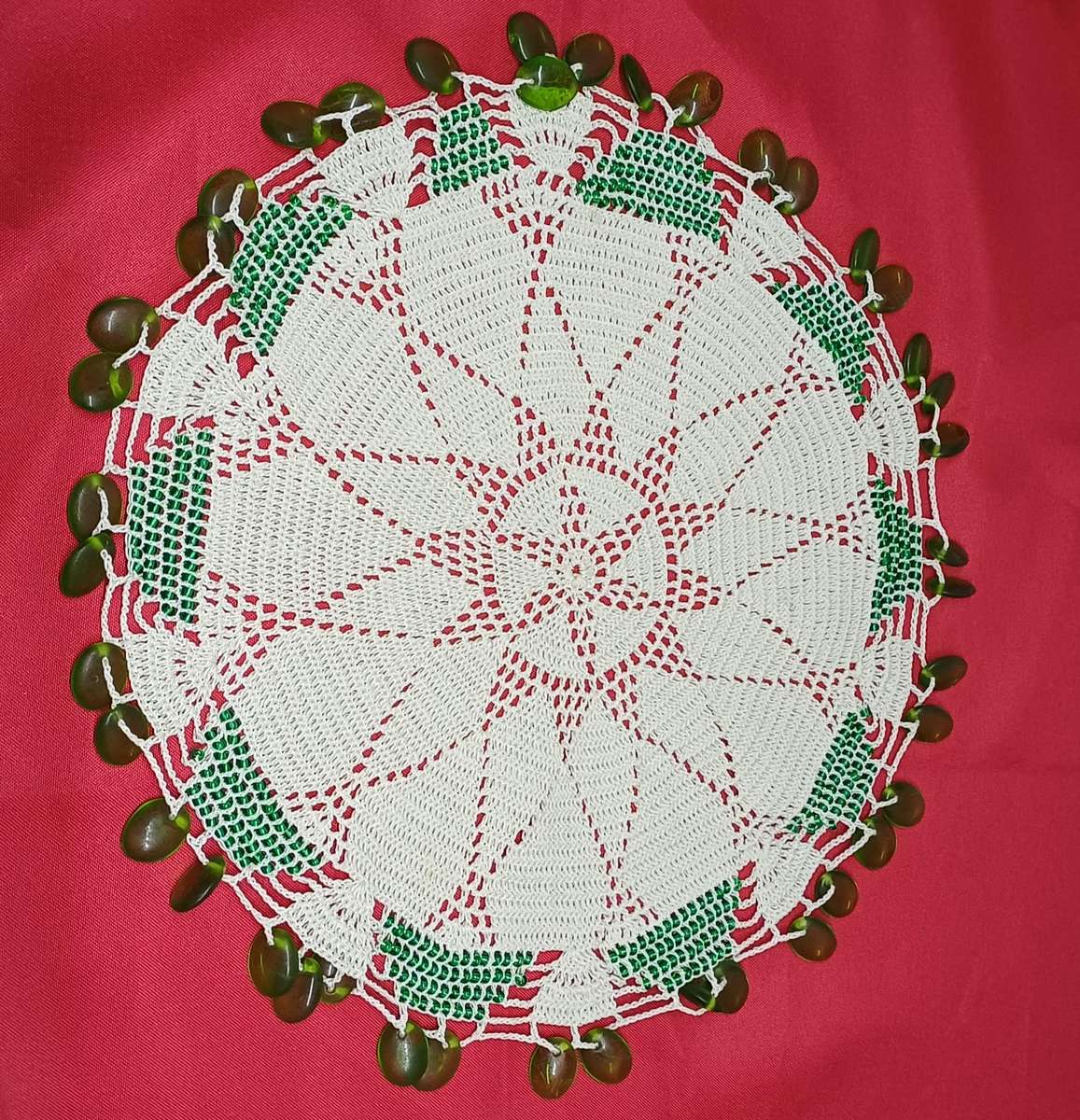Handmade beaded tea doilies