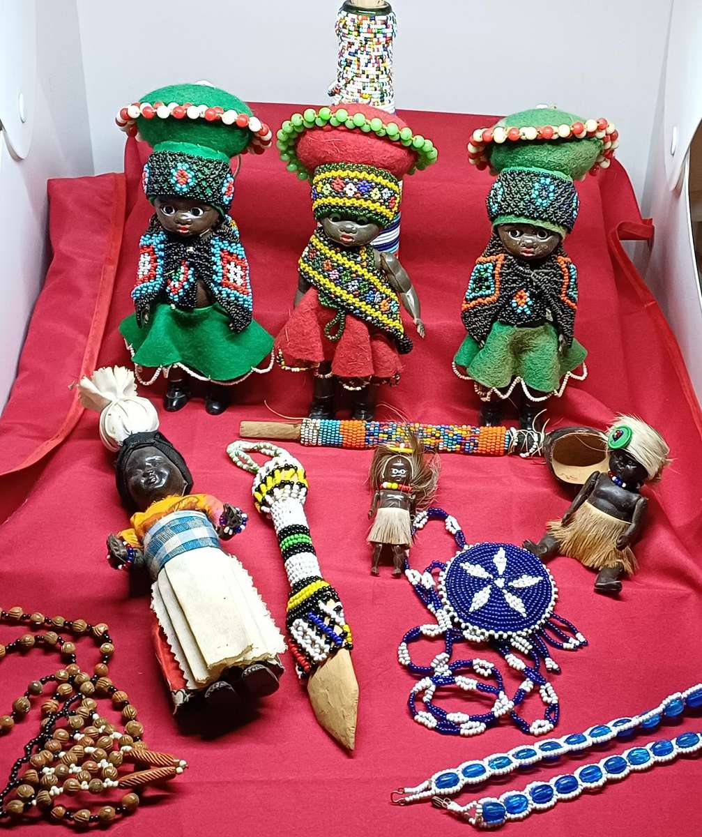 Vintage celluloid beaded dolls