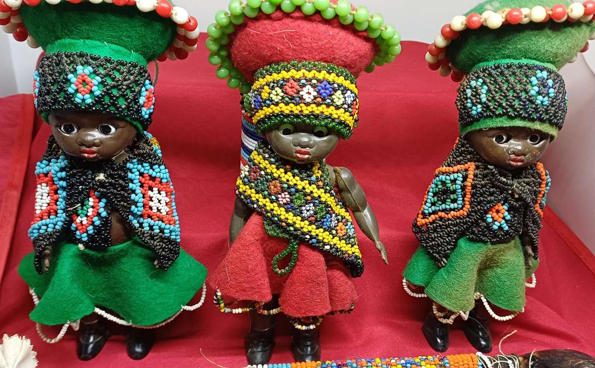 Vintage celluloid beaded dolls