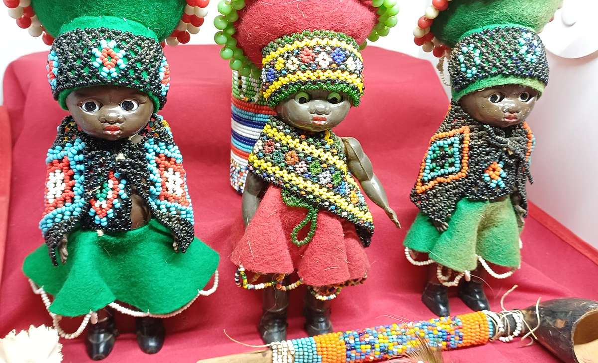 Vintage celluloid beaded dolls