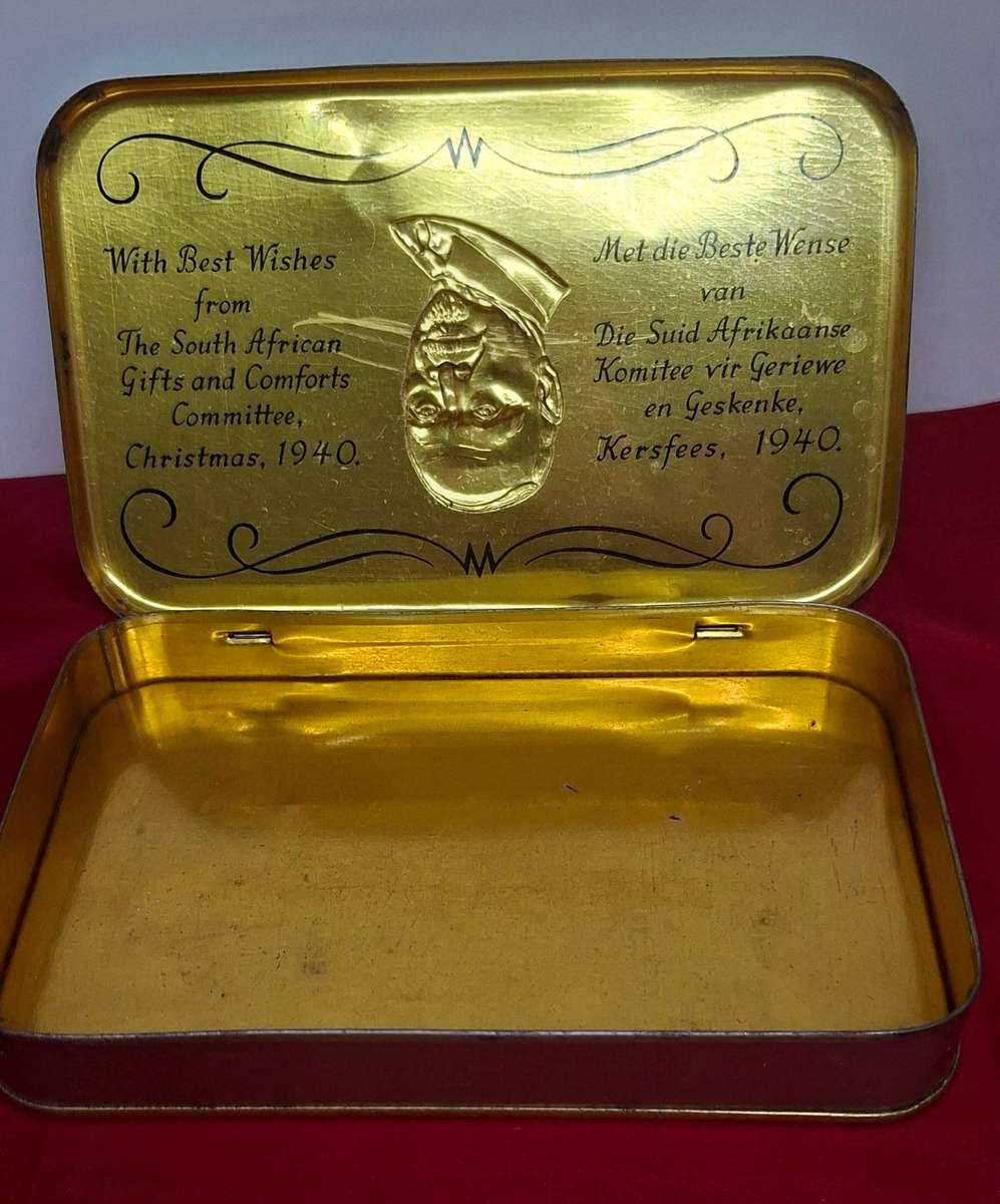 WWII 1940 chocolate tin Jan Smuts Bilingual