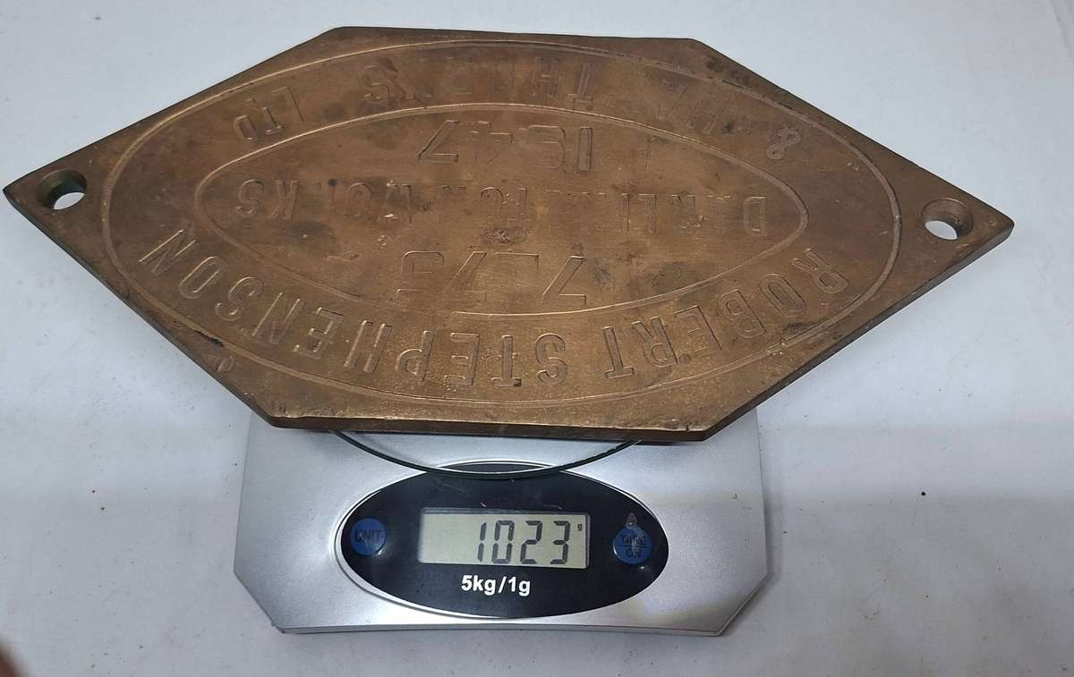 Brass workplate from a Locomotive