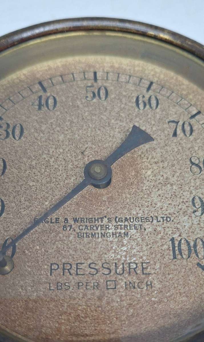 Vintage brass pressure gauge