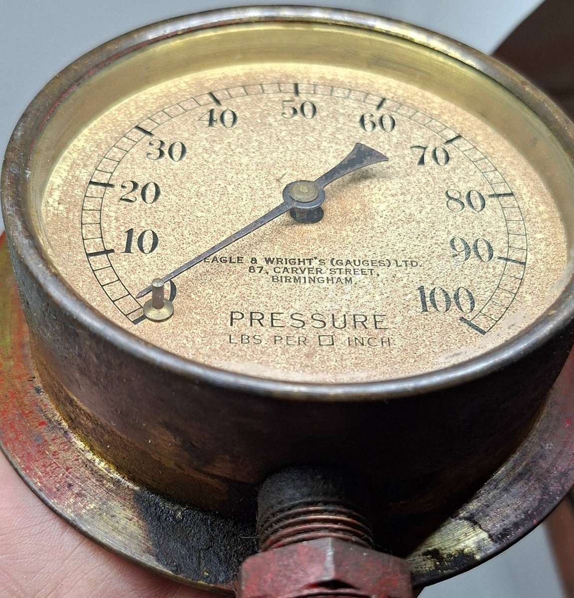 Vintage brass pressure gauge