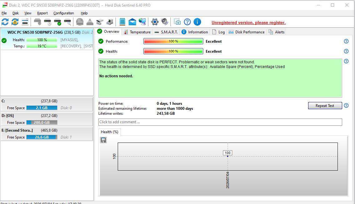 Western Digital PC SN530 256GB M.2 NVMe