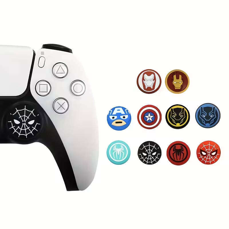 2 Pieces Ironman Themed Silicone Analog Thumb Grip Stick Cover for PS/Xbox