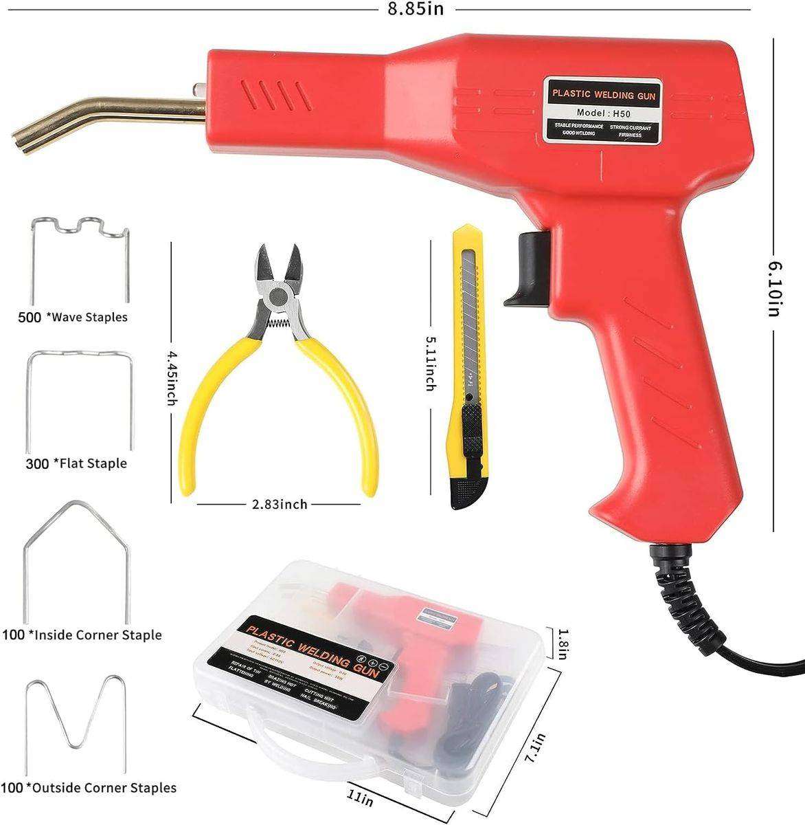 Plastic Welder Welding Kit, Hot Stapler Kit, Plastic Welder Gun Kit Toolbox