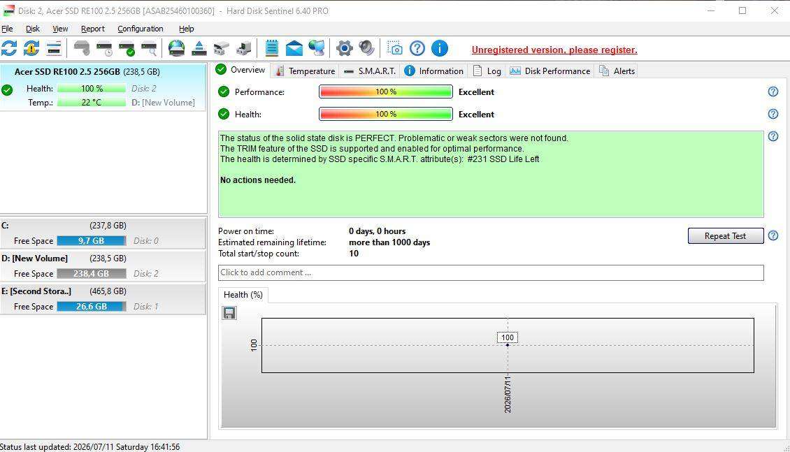 Tbyte (Acer SSD RE100) 256GB SSD 2.5 SATA