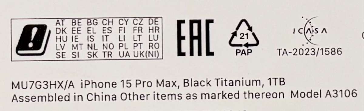 Apple iPhone 15 Pro Max - Black Titanium - 1TB - Excellent Condition