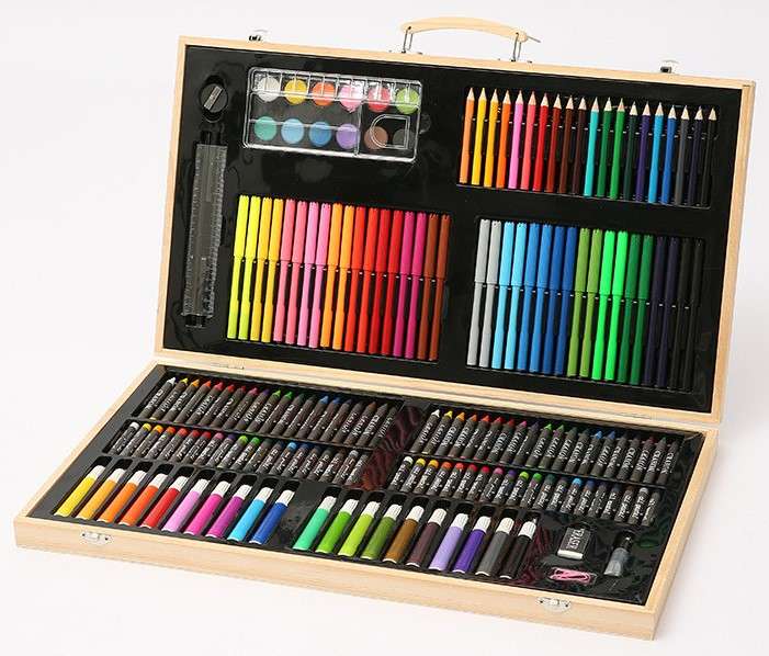180 Piece Wooden Case Drawing Art Box Set