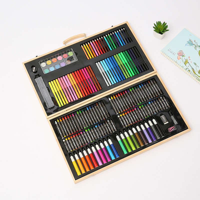 180 Piece Wooden Case Drawing Art Box Set