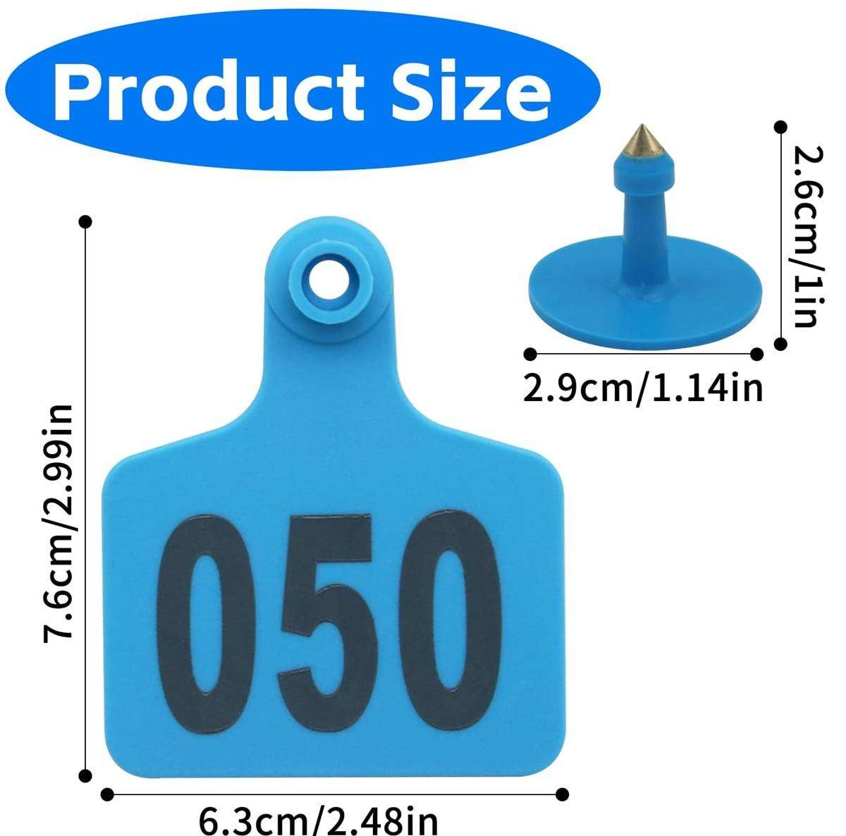 Cow Ear Tags Blue Numbered 1 to 100 and Pleysier Remover Tool