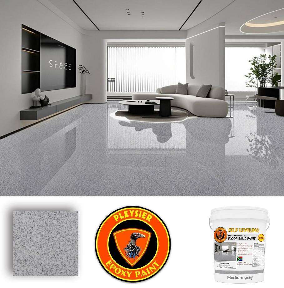 Epoxy Floor Paint-Self Leveling Epoxy Floor Sand Paint-Medium Grey -18 Kg Container