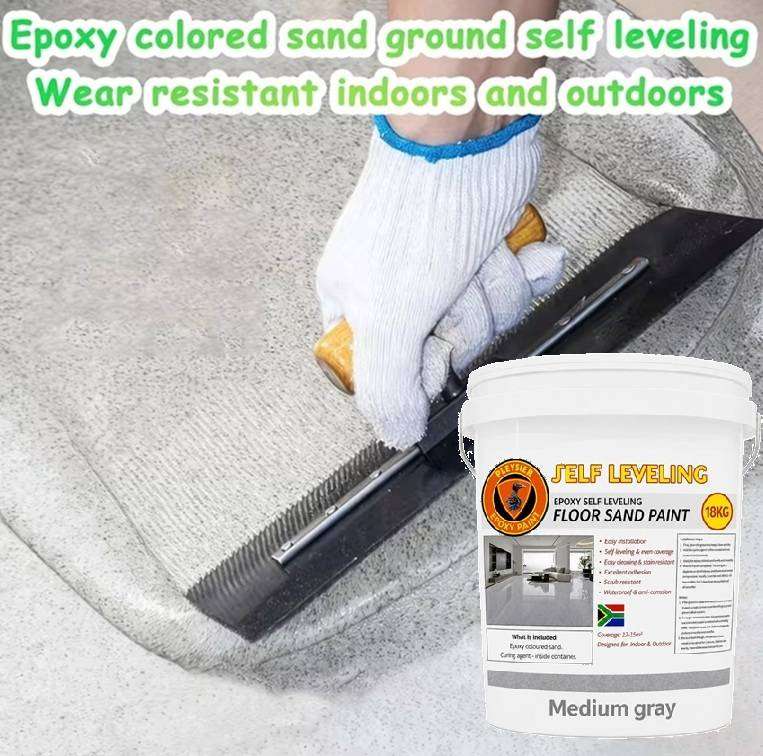 Epoxy Floor Paint-Self Leveling Epoxy Floor Sand Paint-Medium Grey -18 Kg Container