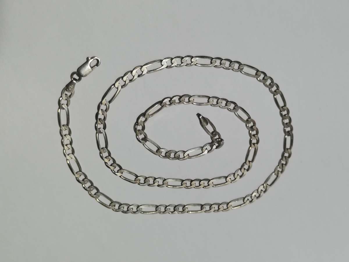 925 SIVER NECKLACE. STAMPED. WEIGHT: 13.62 GRAMS. LENGHT: 55CM.