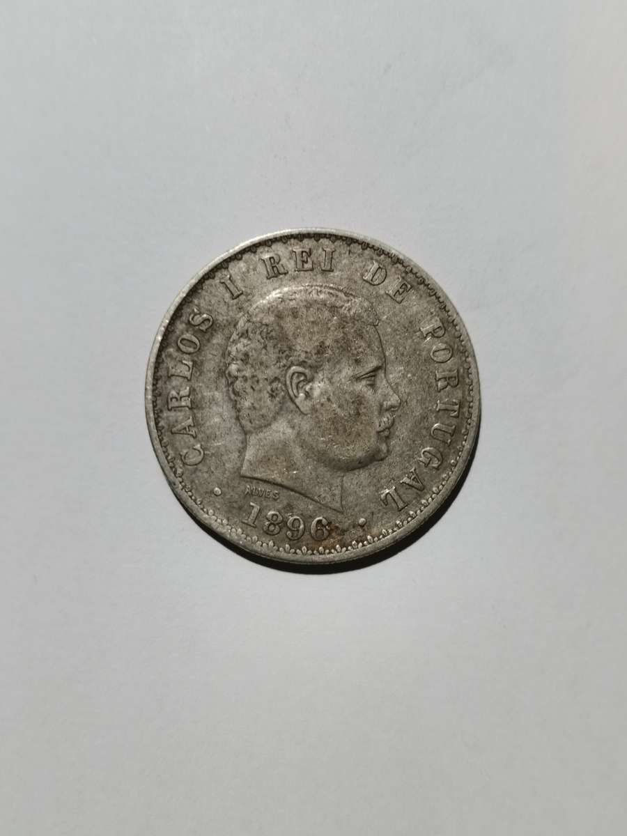 1896 PORTUGAL 917 SILVER 500 REIS. WEIGHT: 12.5 GRAMS