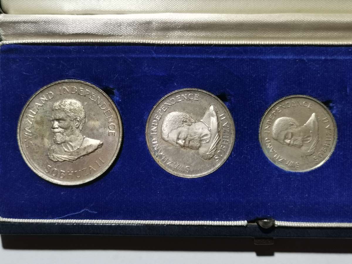 SWAZILAND 1968 SPECIAL INDEPENDANCE SET OF 5 PROOF SILVER COINS.