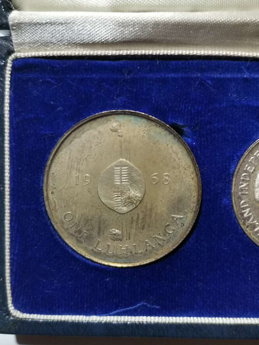 SWAZILAND 1968 SPECIAL INDEPENDANCE SET OF 5 PROOF SILVER COINS.