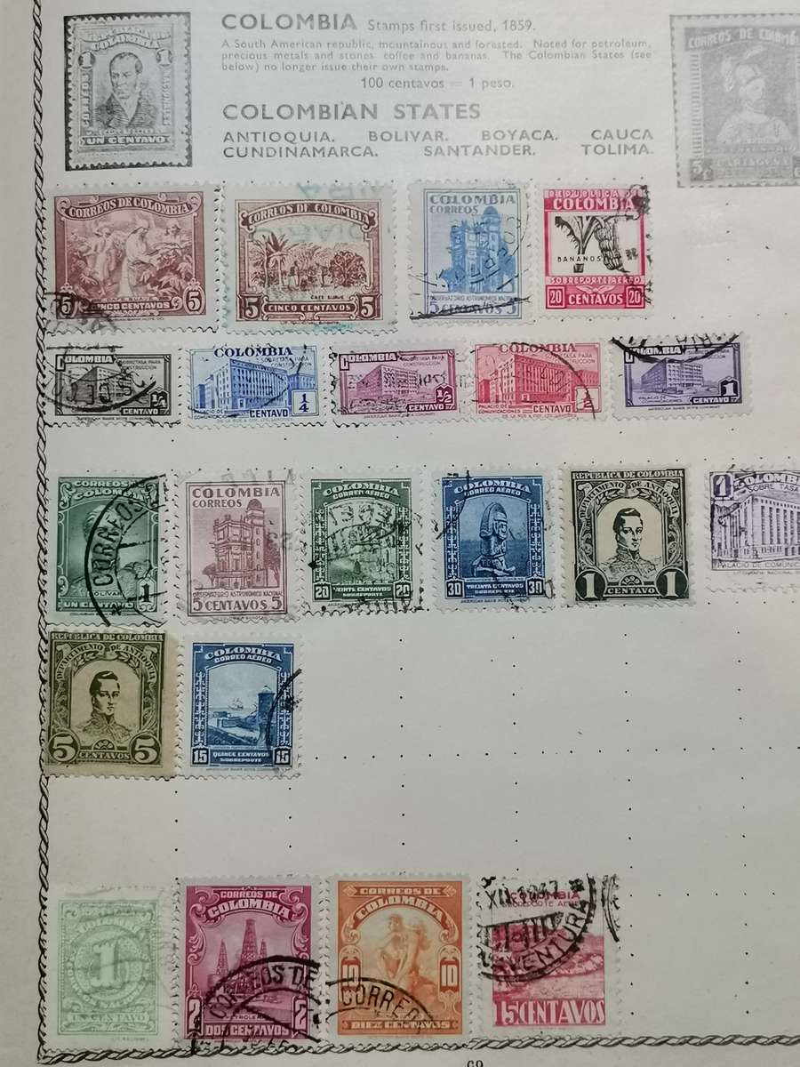 VINATGE POST WWII WORLD STAMP ALBUM WITH STAMPS.