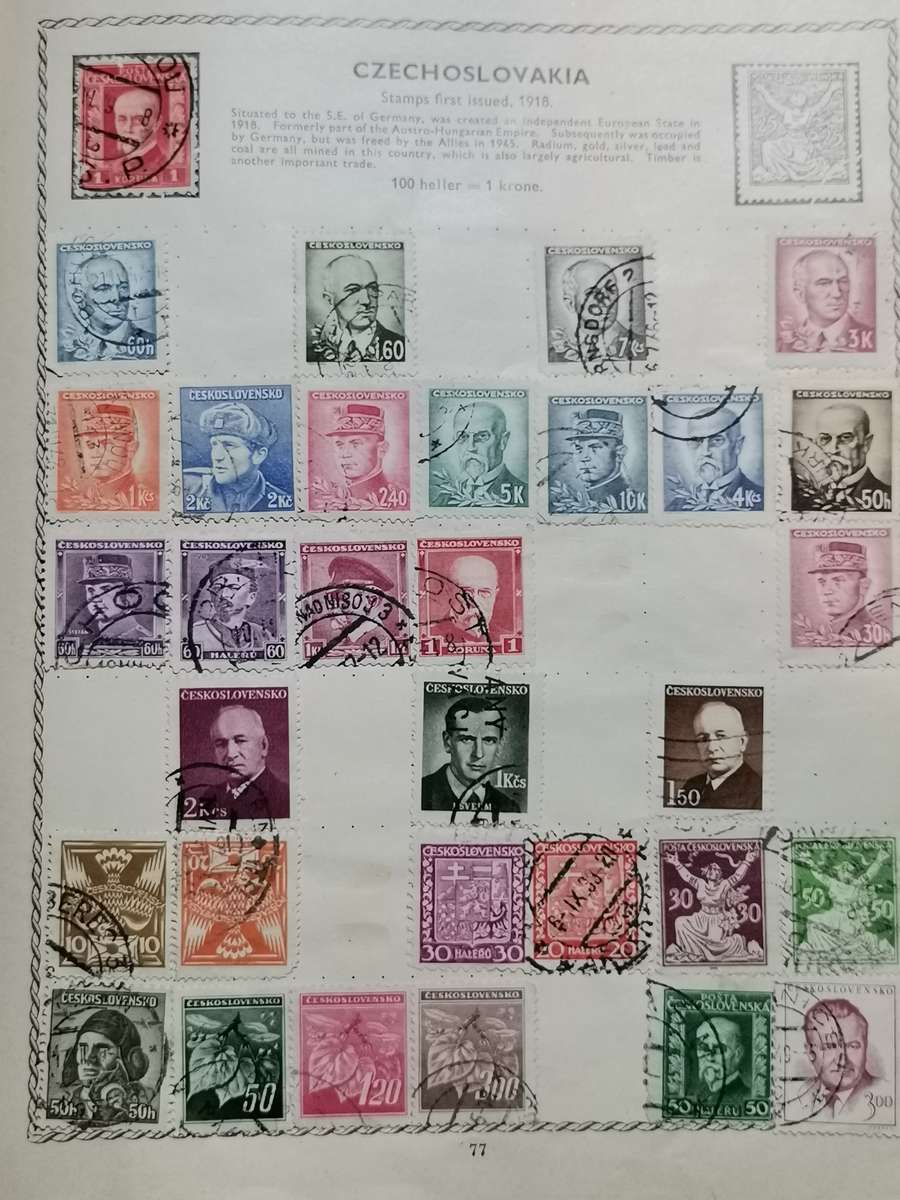 VINATGE POST WWII WORLD STAMP ALBUM WITH STAMPS.