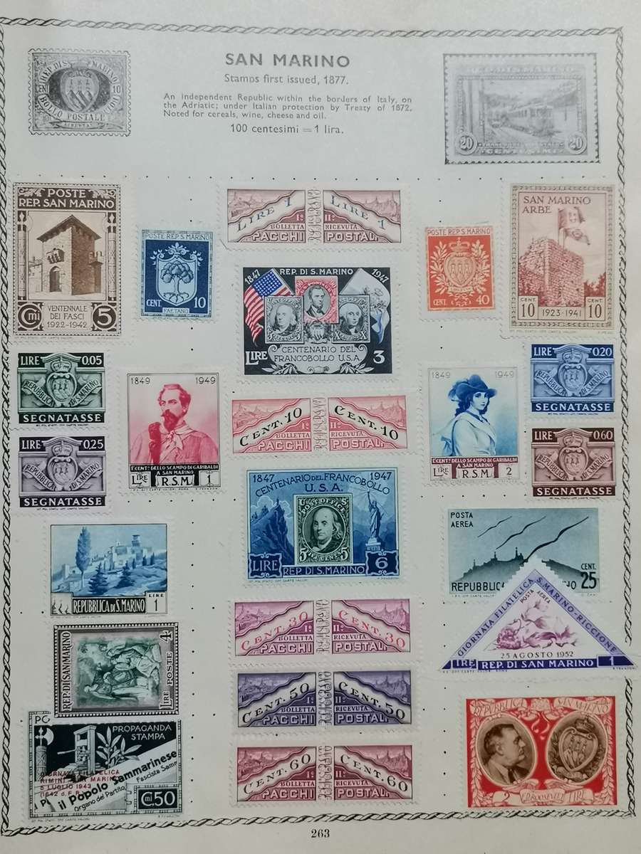 VINATGE POST WWII WORLD STAMP ALBUM WITH STAMPS.