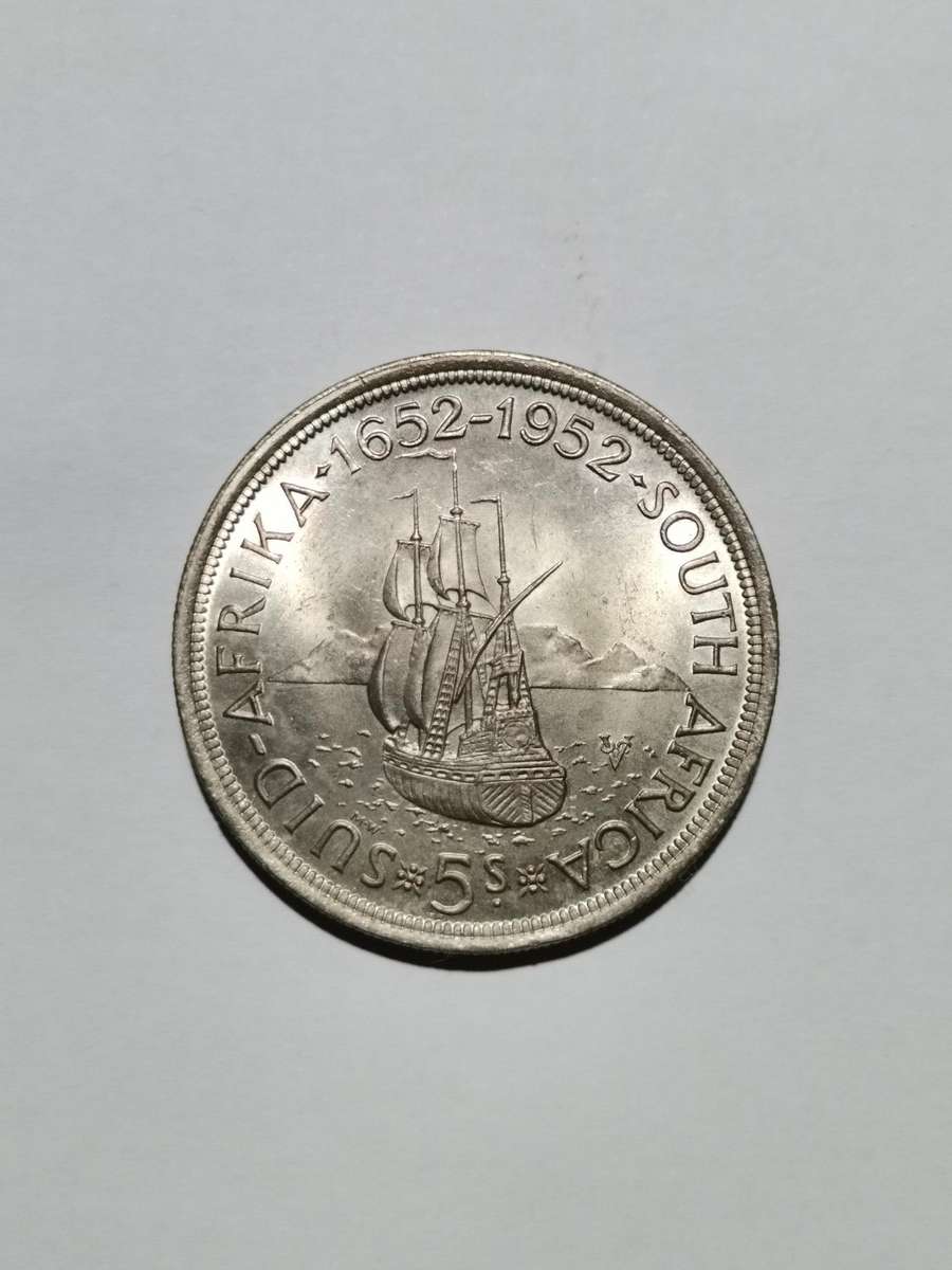 SA UNION SILVER 1952 5 SHILLING. UNC.