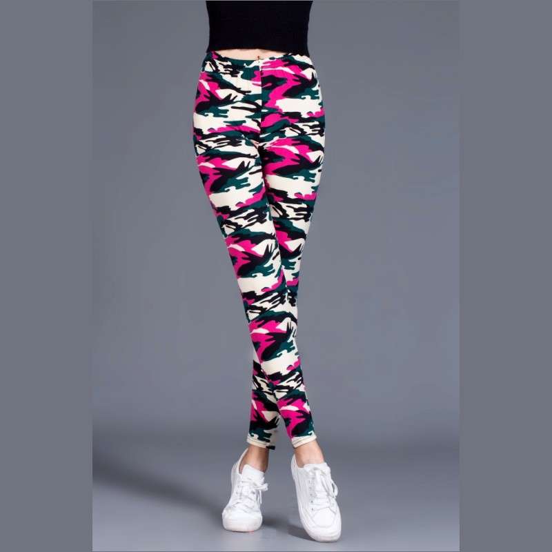 LADIES COTTON  CAMO PRINT LEGGINGS