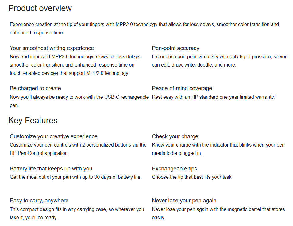 HP Rechargeable MPP 2.0 Tilt Pen (Silver)