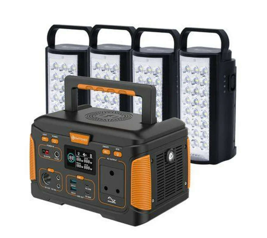 Switched 307Wh Power Station with 4 Emergency Lights