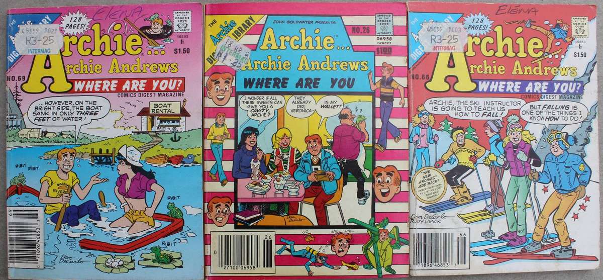 Archie Digest Magazine Comics x 3 /  Archie Andrews where are you?