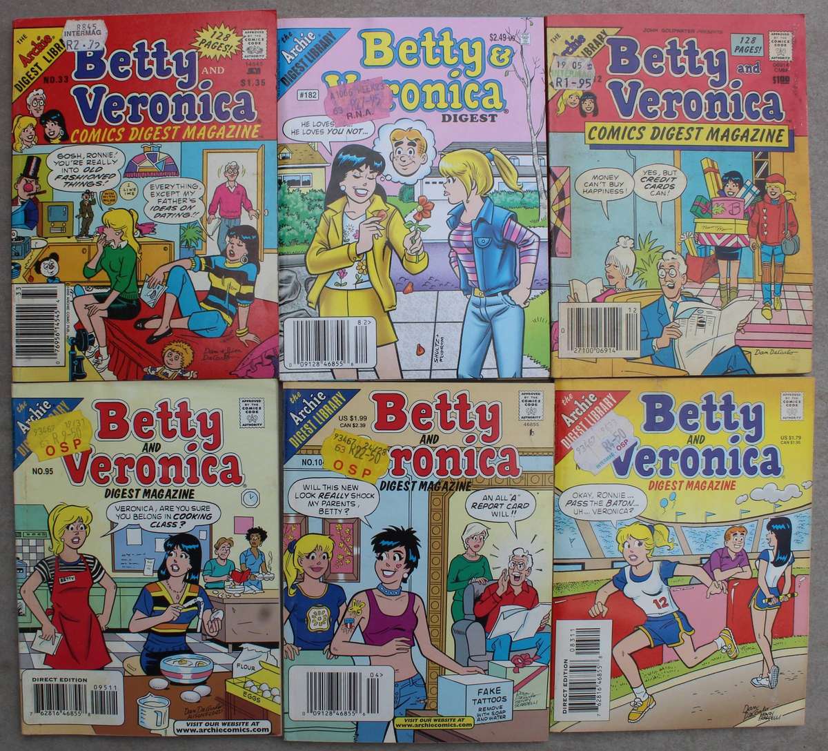 Archie Digest Magazine Comics x 6 /  Betty and Veronica