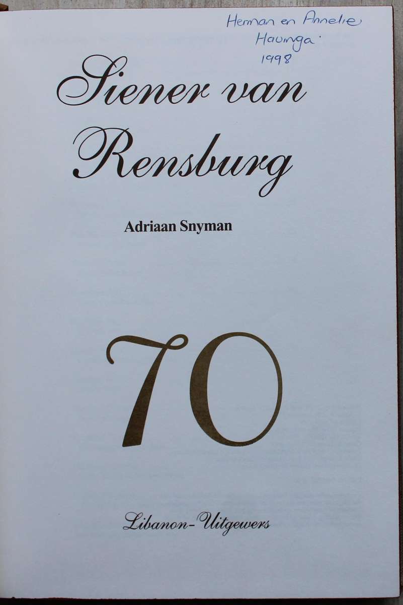 Siener van Rensburg 70 - Adriaan Snyman