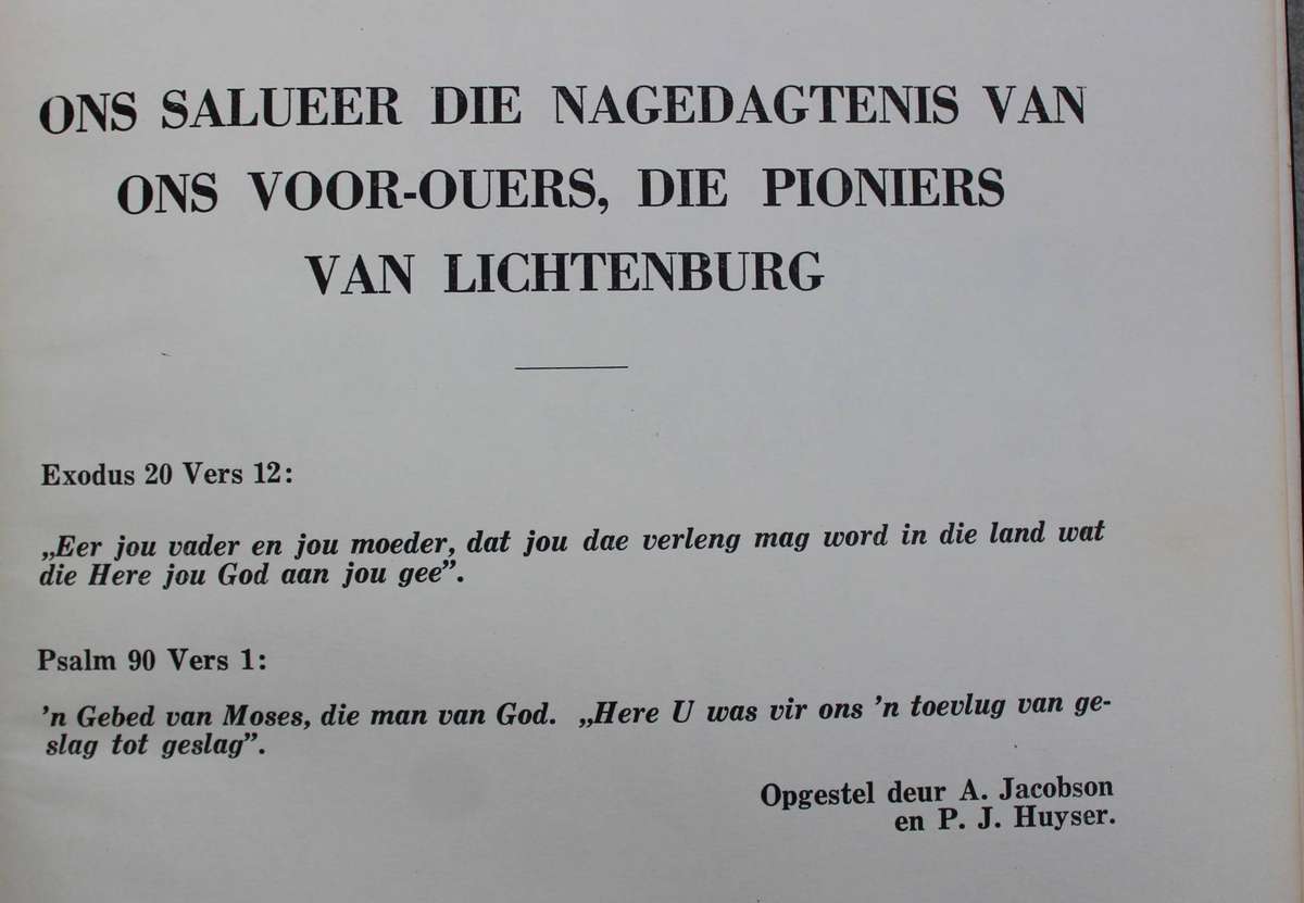 Die Stamvaders van Lichtenburg 1883 - 1915