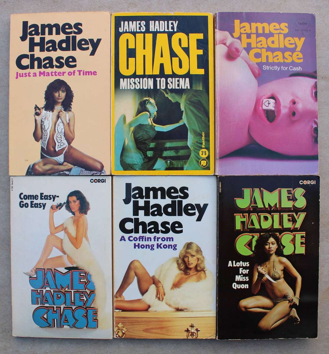 6 x James Hadley Chase paperbacks in good secondhand condition