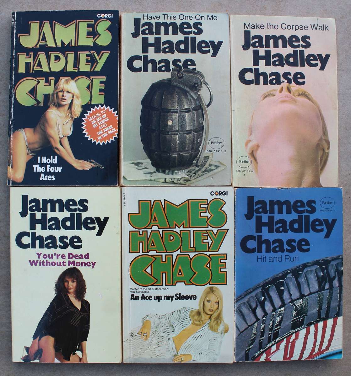 6 x James Hadley Chase paperbacks in good secondhand condition