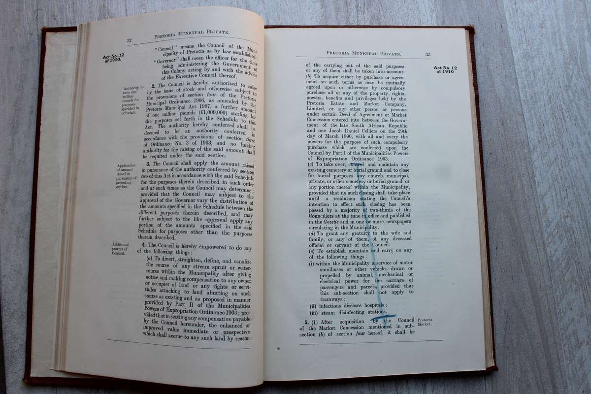 Statutes of the Transvaal 1910 / Wetten de Transvaal 1910
