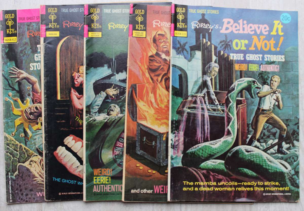 5 x Gold Key Ripley's Believe it or Not true ghost stories comics