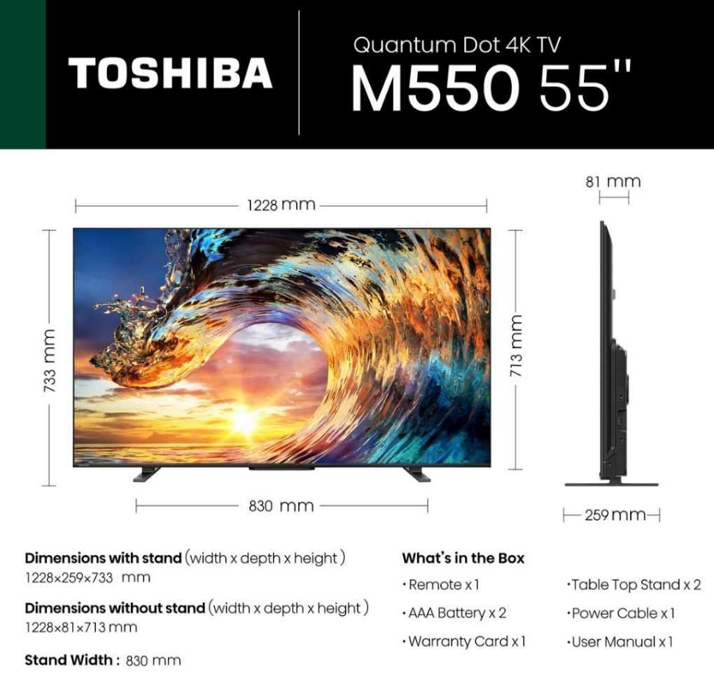 Toshiba 55" M550LN Premium 4K UHD Smart LED TV with Quantum Dot
